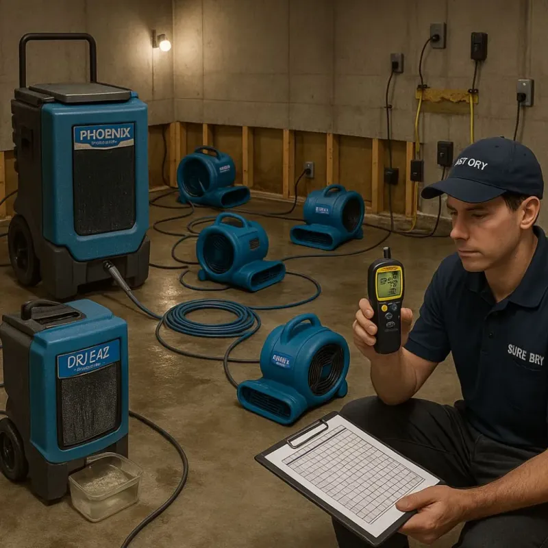Structural Drying and Dehumidification process in Rainbow, CA